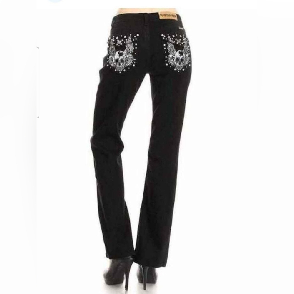 NWOT Platinum Plus Skull Jeans Black